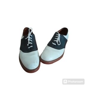 Lands end men's black and White oxford leather shoes Size 9.5B